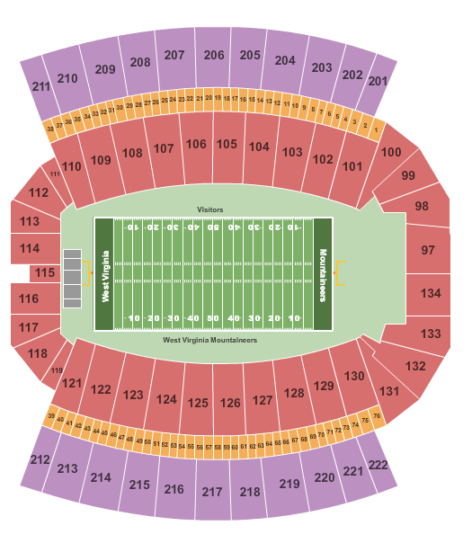 Mountaineer Field WVU Seating Chart